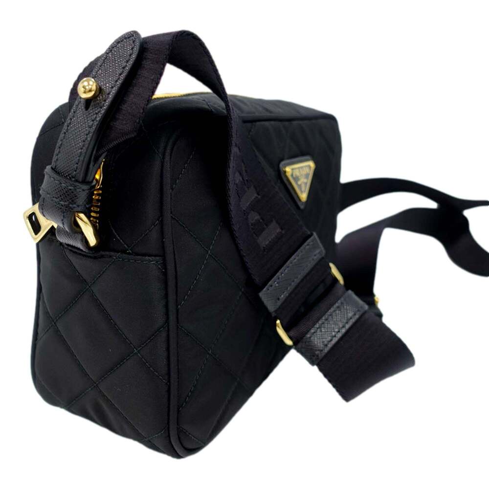 Prada Tessuto Black Quilted Nylon Triangle Logo Camera Crossbody - Picture 2 of 9